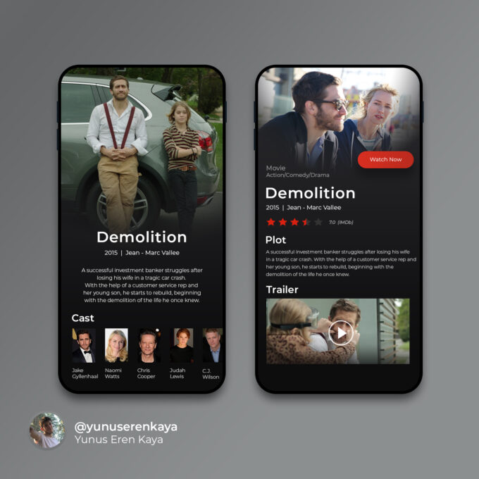 Mobile App UI Design for a Movie Streaming App