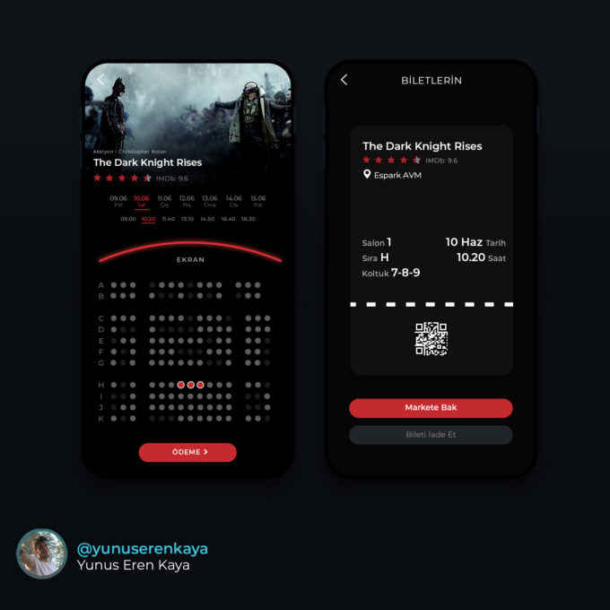 Mobile App UI Design for a Cinema Company