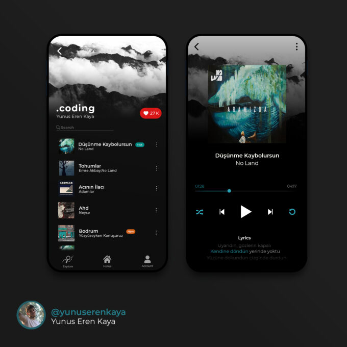 Mobile App UI Design for a Music Streaming App